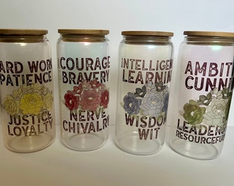Wizard House Color 20 oz iriserend glazen blikje met deksel en rietje