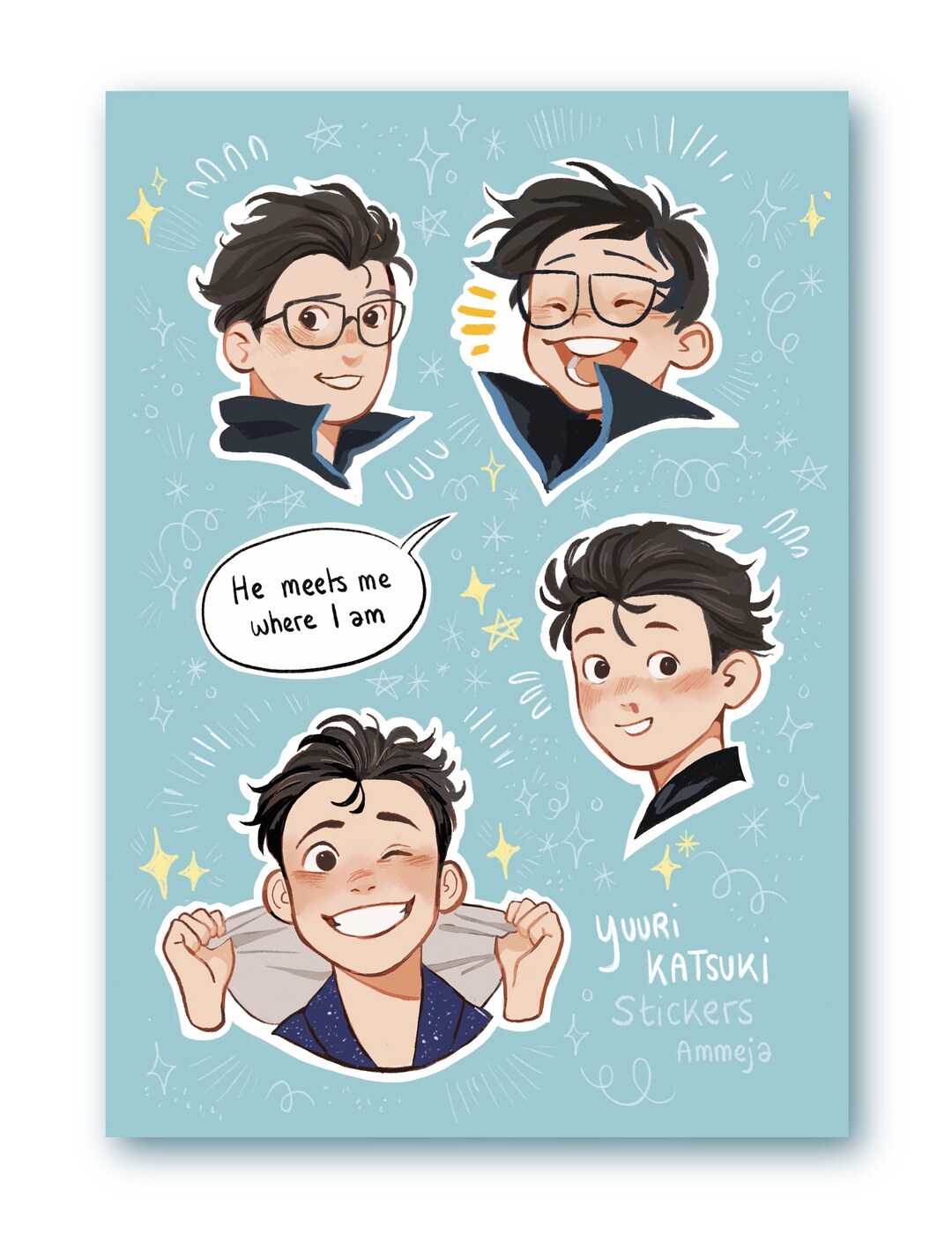 Yuurih Sticker Yuuri Katsuki Sticker Sheet - Etsy Canada