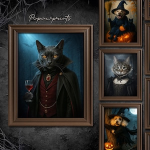 Custom Vampire Pet Portrait - Funny Halloween Pet Painting - Halloween Gift Ideas - Spooky Pet Portrait - Custom Mummy Portrait H05 image 1