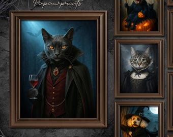 Custom Vampire Pet Portrait - Funny Halloween Pet Painting - Halloween Gift Ideas - Spooky Pet Portrait - Custom Mummy Portrait H05