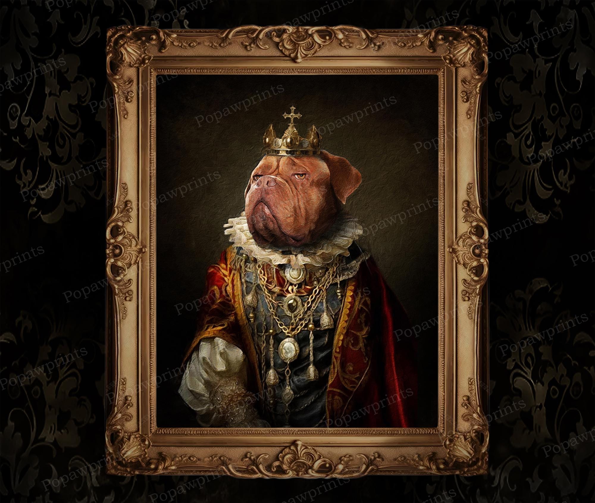 Turn Your Pet Photo into Royal King Portrait, Personalize Pet Portrait, Renaissance Pet Portrait, Custom King Portrait for Pet Lover RK4