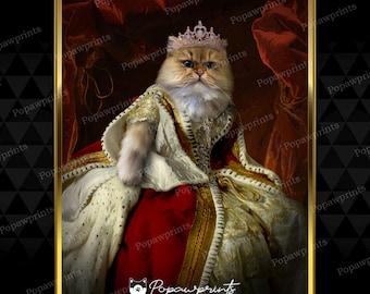 Custom Queen Pet Portrait - Royal Queen Pet Portrait - Renaissance Queen Pet Portrait - Queen Cat - Queen Dog - Queen Template - QNV2