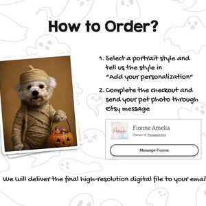 Custom Vampire Pet Portrait - Funny Halloween Pet Painting - Halloween Gift Ideas - Spooky Pet Portrait - Custom Mummy Portrait H05 image 5