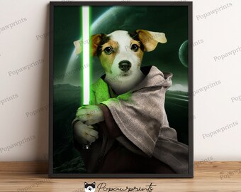 Star Wars Yoda Pet Portrait - Custom Pet Portrait - Custom Yoda Portrait for Pet - Star Wars Portrait - Star Wars Print - Yoda Print - SWV2