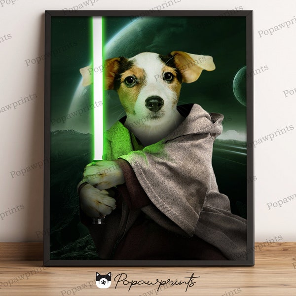 Star Wars Yoda Pet Portrait - Custom Pet Portrait - Custom Yoda Portrait for Pet - Star Wars Portrait - Star Wars Print - Yoda Print - SWV2
