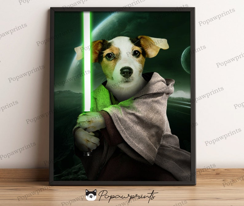 Star Wars Yoda Pet Portrait - Custom Pet Portrait - Custom Yoda Portrait for Pet - Star Wars Portrait - Star Wars Print - Yoda Print - SWV2 