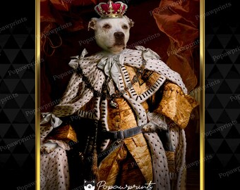 Custom King Pet Portrait - Custom King Portrait for Pets - Gift ideas for Pet Lovers - Renaissance Pet Portrait - Classic Pet Portrait KNGV5