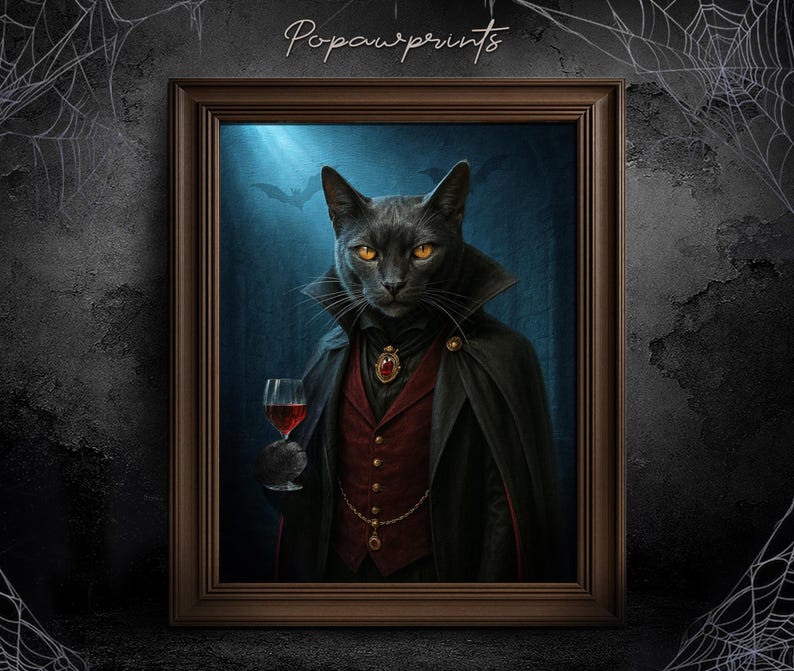 Custom Vampire Pet Portrait - Funny Halloween Pet Painting - Halloween Gift Ideas - Spooky Pet Portrait - Custom Mummy Portrait H05 H05