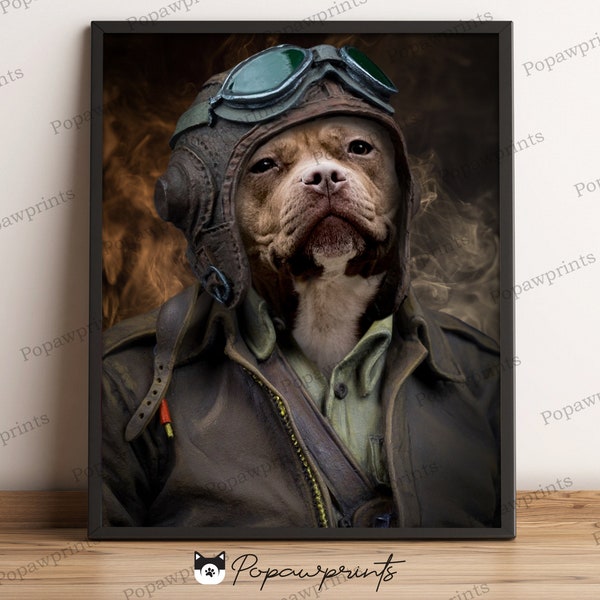 Portrait de pilote d’animal de compagnie personnalisé , portrait d’animal de compagnie personnalisé , portrait de pilote , portrait de chien , portrait de chat , pilote de chien , pilote de chat ,pilote V1