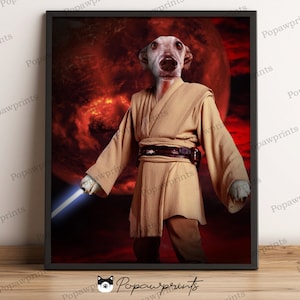 Star Wars Obi Wan Pet Portrait - Custom Pet Portrait - Obi Wan Portrait - Obi Wan Prints - Home Decors - Star Wars print - Pet Portrait SWV3