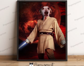 Star Wars Obi Wan Pet Portrait - Custom Pet Portrait - Obi Wan Portrait - Obi Wan Prints - Home Decors - Star Wars print - Pet Portrait SWV3