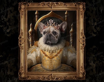 Turn Your Pet Photo into Renaissance Queen Portrait for Wall Art Decors or Gift, Personalize Royal Queen Portrait, Birthday Gift Ideas RQ3