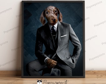 Custom Pet Portrait - Pet in Suit - Pet Portrait Businessman - Custom Dog in Suit Portrait - Custom Cat in Suit Portrait -MFV1