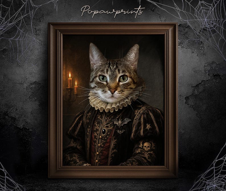 Custom Vampire Pet Portrait - Funny Halloween Pet Painting - Halloween Gift Ideas - Spooky Pet Portrait - Custom Mummy Portrait H05 H06