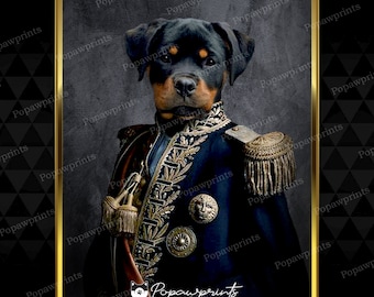 Portrait Royal Pet Portrait personnalisé - Impression Royal Pet Custom - Art mural pour animaux de compagnie - Portrait d’animal de compagnie Renaissance - Impression Renaissance pour animaux de compagnie - Portrait d’animal - RYV1