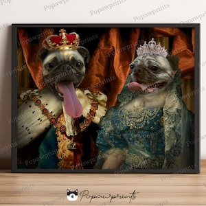 König und Königin Haustier Portrait - König und Königin Haustier Druck - Royal Paar Haustier Portrait - Royal Couple Pet Print - Tierportrait - 2in1 V3