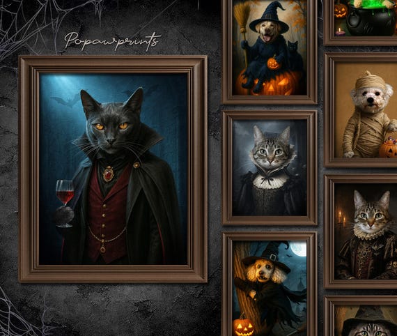 Custom Vampire Pet Portrait - Funny Halloween Pet Painting - Halloween Gift Ideas - Spooky Pet Portrait - Custom Mummy Portrait H05