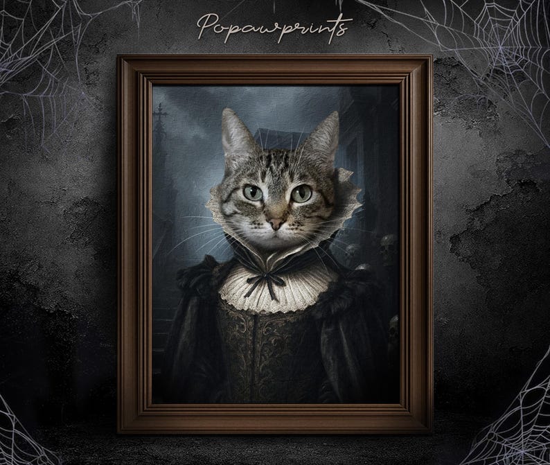 Custom Vampire Pet Portrait - Funny Halloween Pet Painting - Halloween Gift Ideas - Spooky Pet Portrait - Custom Mummy Portrait H05 H07