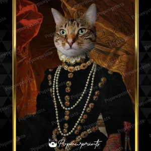 Custom Royal Queen Pet Portrait - Custom Pet Portrait - Custom Dog Portrait - Custom Cat Portrait - Pet Memorial - Wall Decors - QNV6