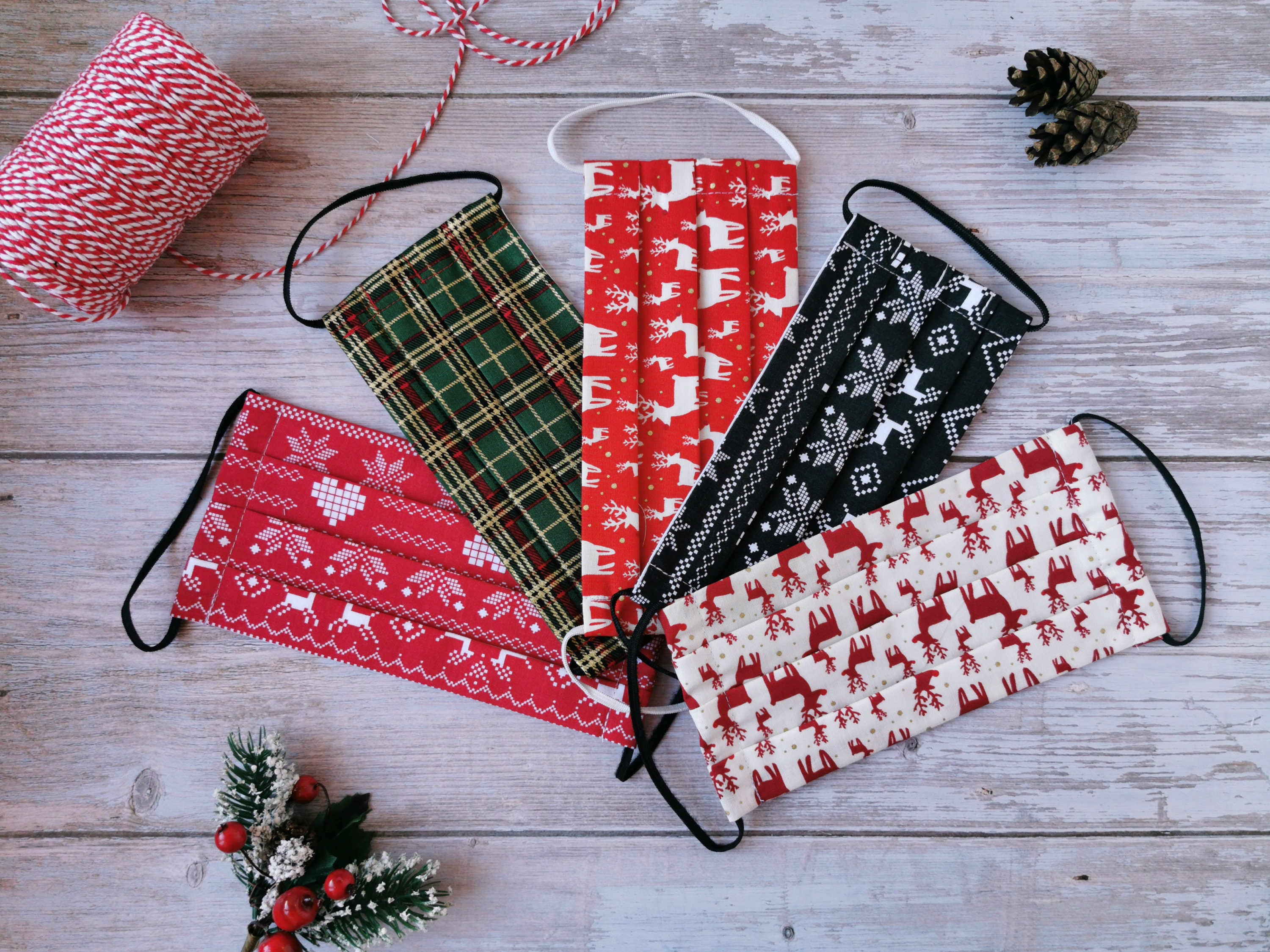 Christmas face mask PACK Christmas party mask with nose wire Etsy