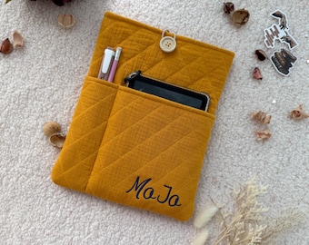 Quilted Journal Sleeve, Notebook Cover with Pocket, Personalised Planner Case, Embroidered Journal Protector