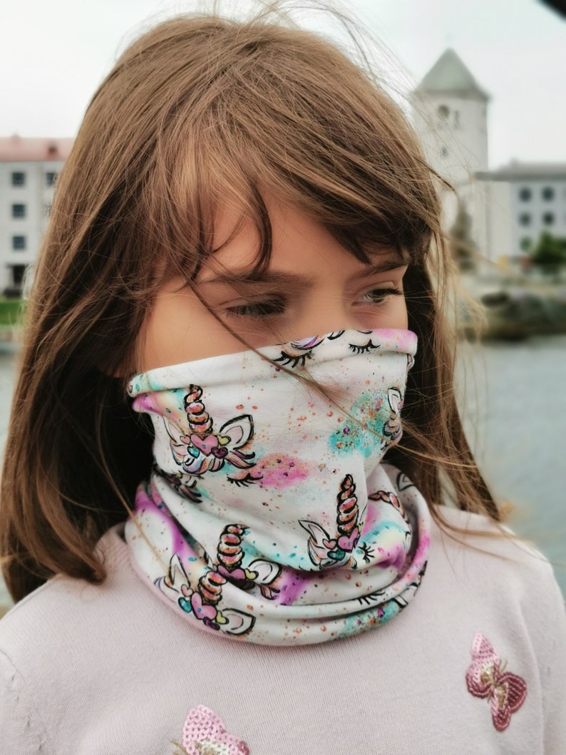 Unicorn Neck gaiter face mask kids Girl Neck scarf kids mask Etsy