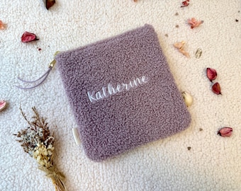 Pink Kobo Sleeve with gold zipper, Personalised e-reader pouch, Faux fur E-book padded cover
