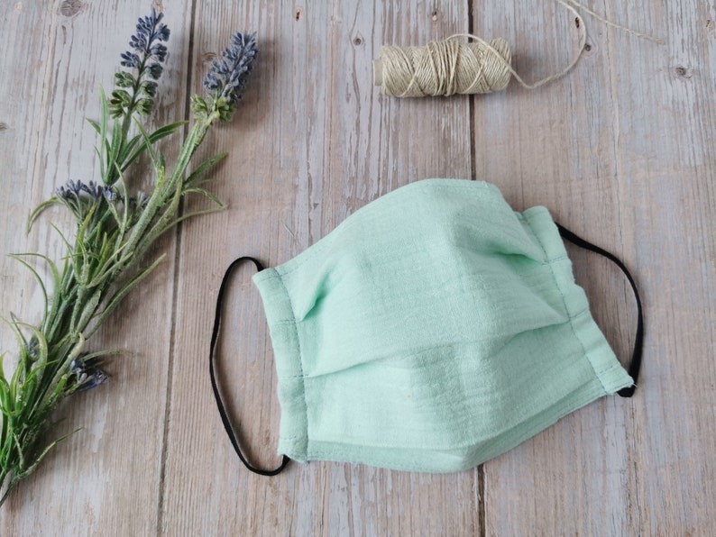 Muslin Face Mask With Filter Pocket Solid Face Mask Washable Etsy