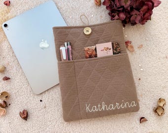 Personalised Journal Sleeve, Notebook Cover with Pocket, Quilted Planner Case, Embroidered Journal Protector