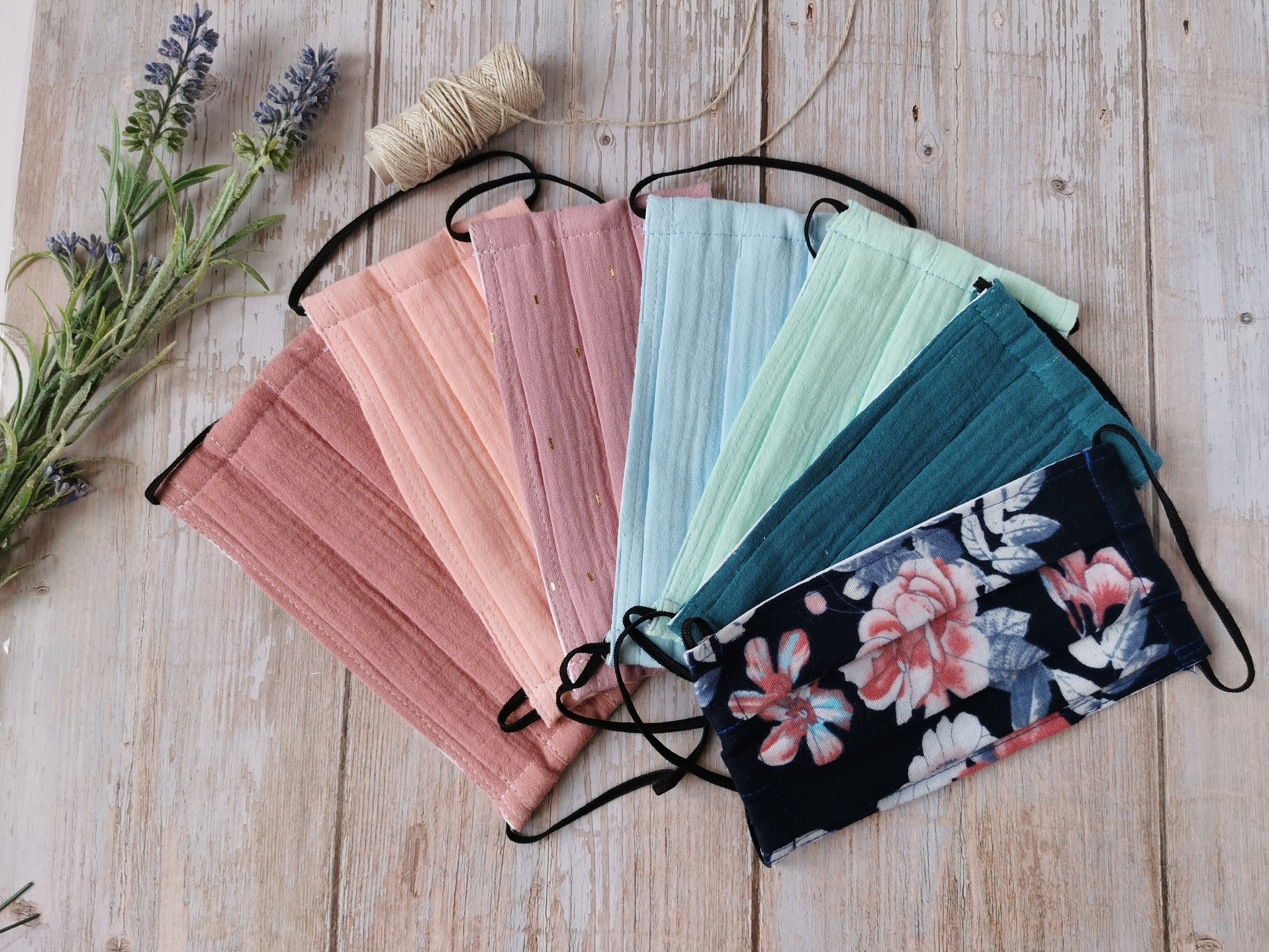 Muslin Face Mask with filter pocket Solid face mask Washable Etsy