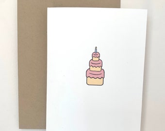 Pastel de cumpleaños / tarjeta de felicitación / tarjeta A7 5x7" con sobre