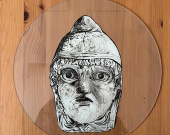 Phrygian Mask Glass Painting, Ancient Anatolian Art, Handmade Mythology Wall Decor, Unique Sculpture Inspired Artwork, Historical Art Gift,