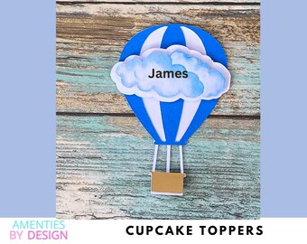 Hot Air Ballon Cupcake Topper- Baby Shower Toppers - 12 Cupcake Toppers.