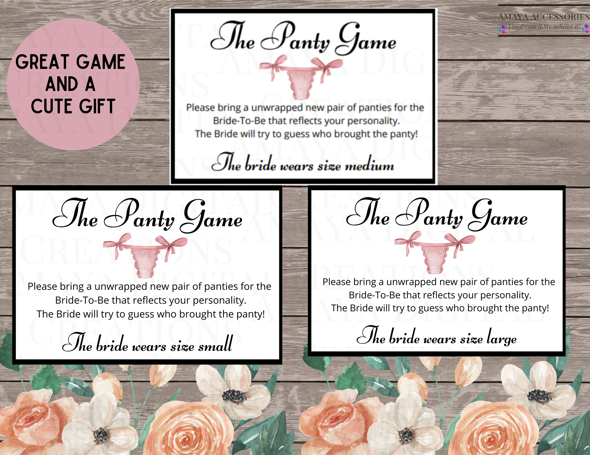 Panty Game Bridal Shower Insert Fun Bridal Shower Game Etsy