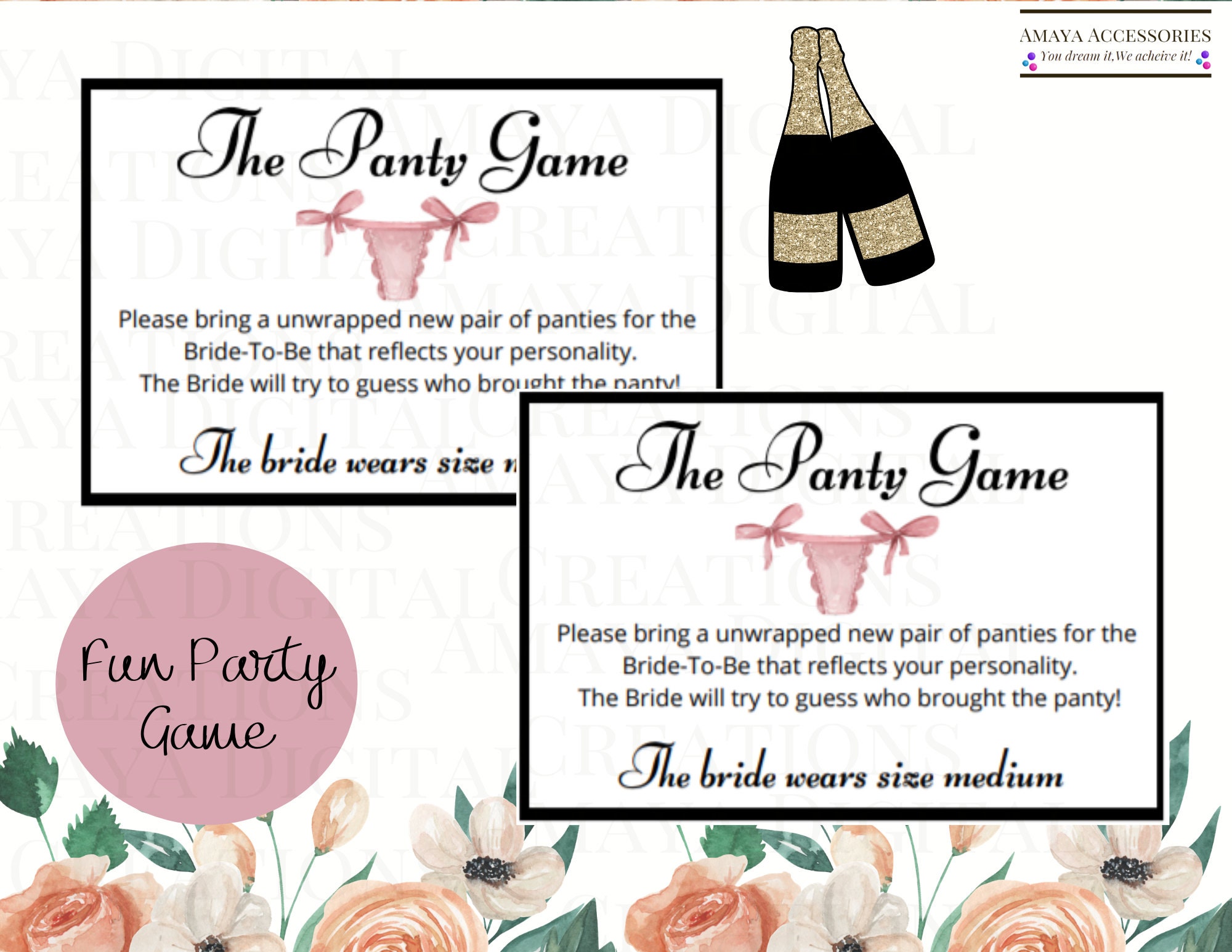 Panty Game Bridal Shower Insert Fun Bridal Shower Game Etsy
