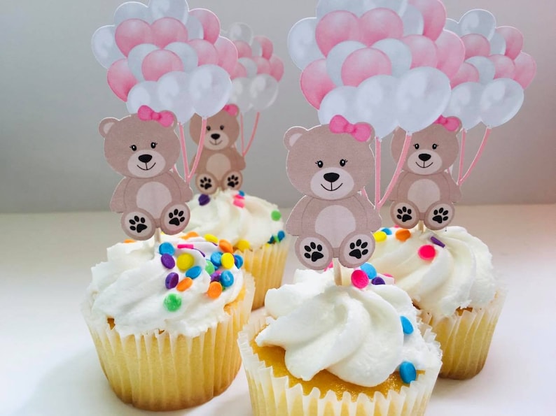 Baby Shower Cupcake Toppers Baby Girl Picks Shower Picks Teddy Bear Cupcake Toppers