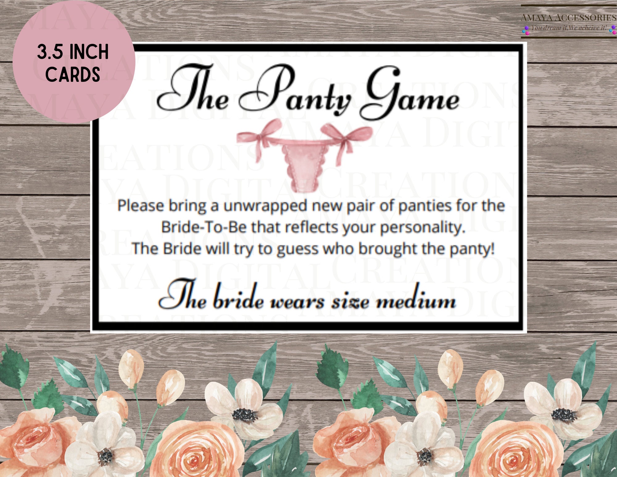 Panty Game Bridal Shower Insert Fun Bridal Shower Game Etsy