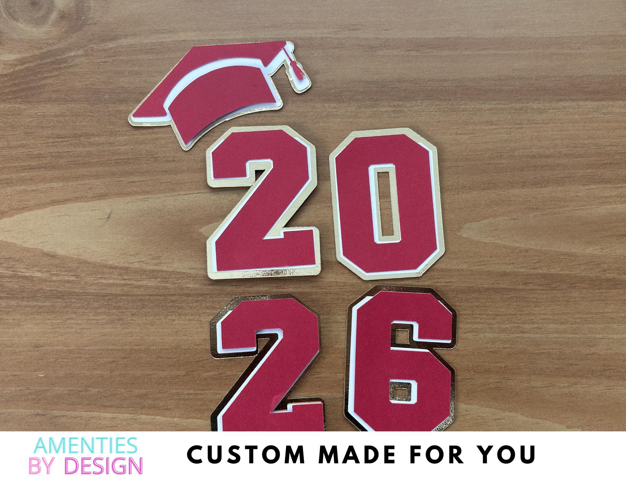 3D Glitter Graduation Numbers for Leis • Custom School Colors, Party ...