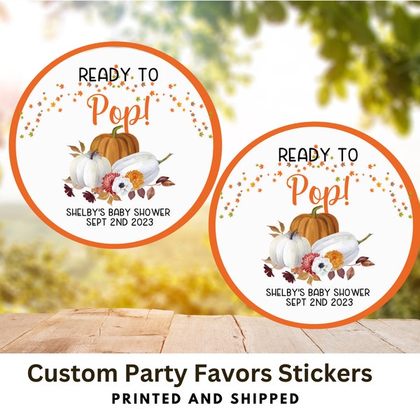 Ready To Pop Fall Themed  Baby Shower,  Baby Shower, Baby Shower Favor Stickers, Baby Shower Favors