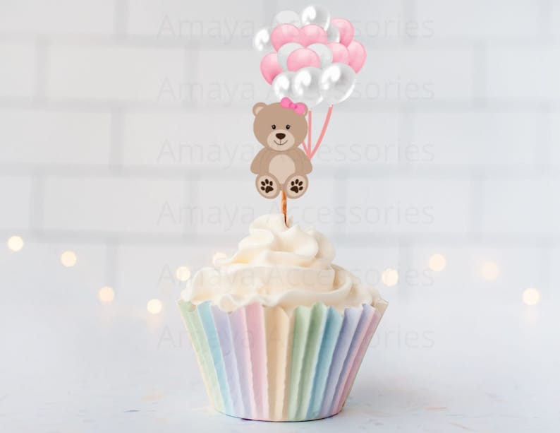 Baby Shower Cupcake Toppers Baby Girl Picks Shower Picks Teddy Bear Cupcake Toppers