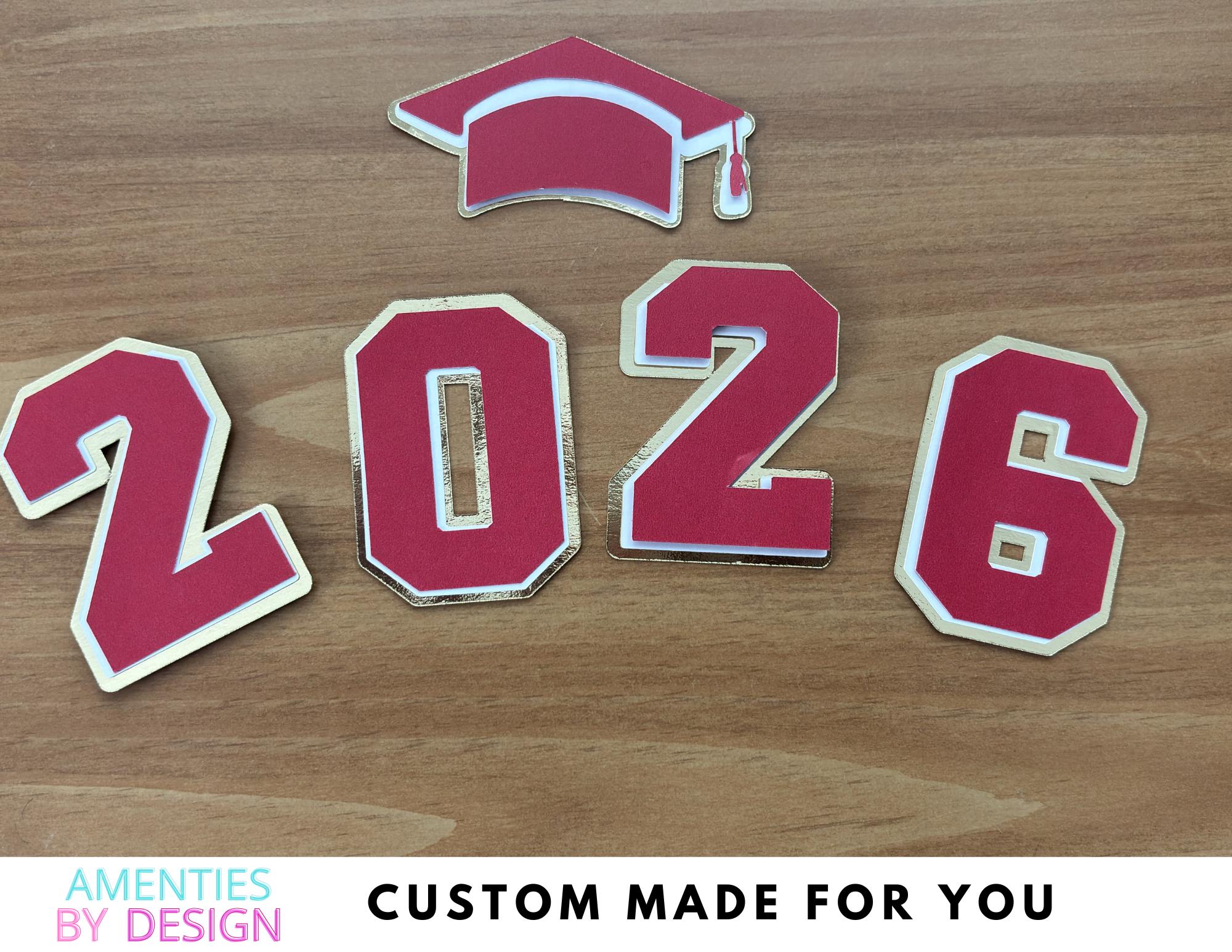 3D Glitter Graduation Numbers for Leis • Custom School Colors, Party ...