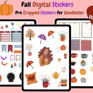 Fall, Halloween Digital Stickers for Ipad, Tablet, Goodnotes sticker bundle, Digital Notebook, & Planner Stickers, Autumn Kit,