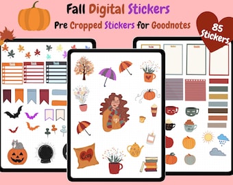 Fall, Halloween Digital Stickers for Ipad, Tablet, Goodnotes sticker bundle, Digital Notebook, & Planner Stickers, Autumn Kit,