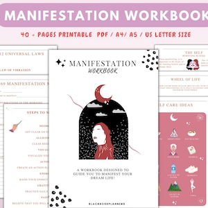 Law of Attraction Workbook, Planner, Printable, Manifestation Wellness Journal, Goal tracker, daily, weekly, monthly routine, digital, 2023