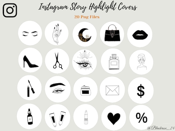 20 Belleza Instagram Highlight Cover, Blanco y Negro Instagram