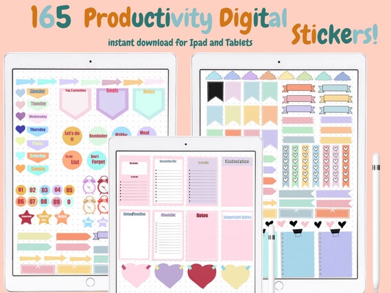 Pastel Productivity Digital Stickers Goodnotes Digital 