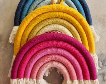 Ombre rainbow wall hangings. Pink blue and yellow