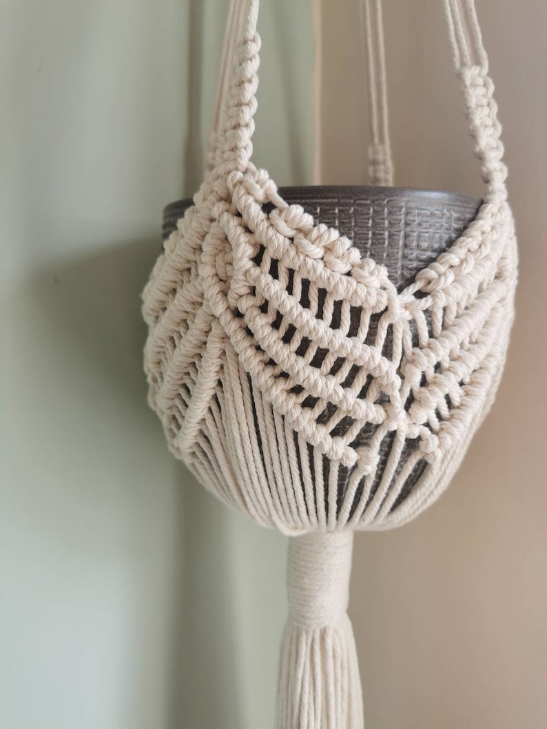 Stunning Detailed Macrame Cord Plant Hanger. Indoor Plant. Eco Etsy