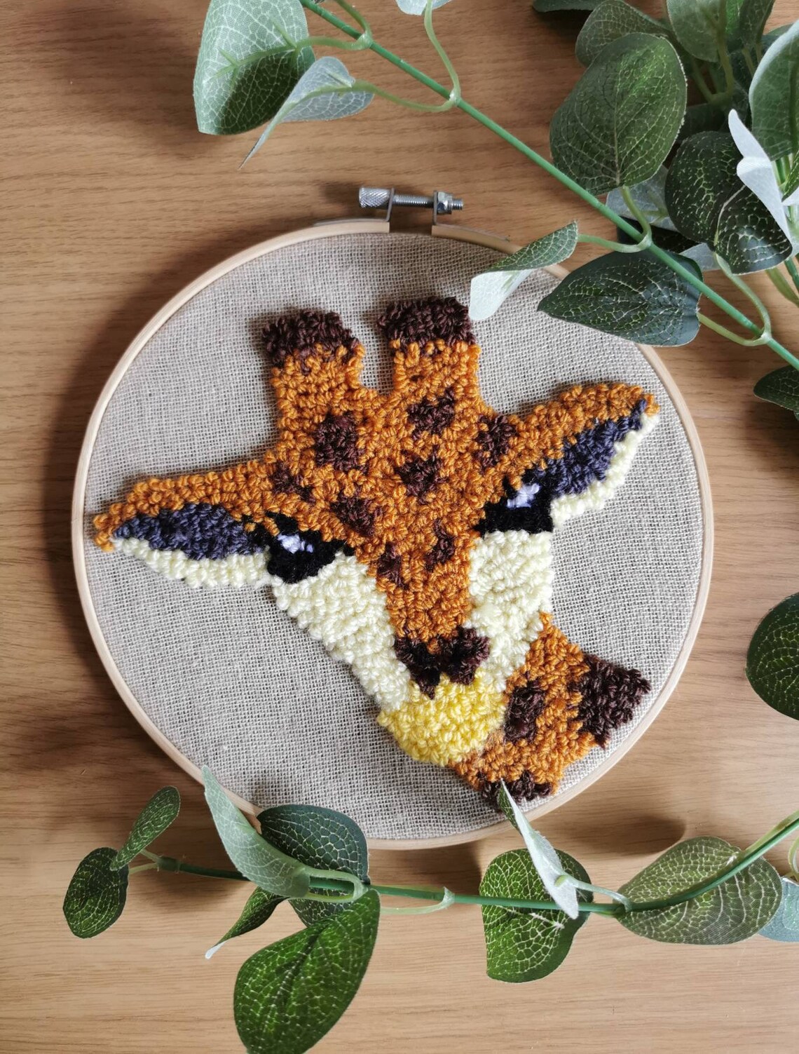 Giraffe Embroidery. Punch Needle. Hoop. Nursery Decor. Etsy