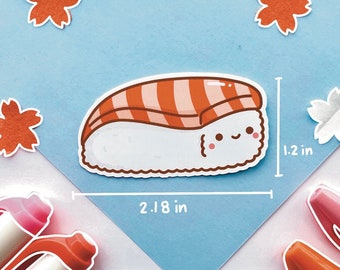 Cute Kawaii Salmon Nigiri Sushi Sticker, Asian Food, Japanese Food, Laptop Decal, Vinyl Sticker, Weatherproof, Waterbottle/Hydroflask